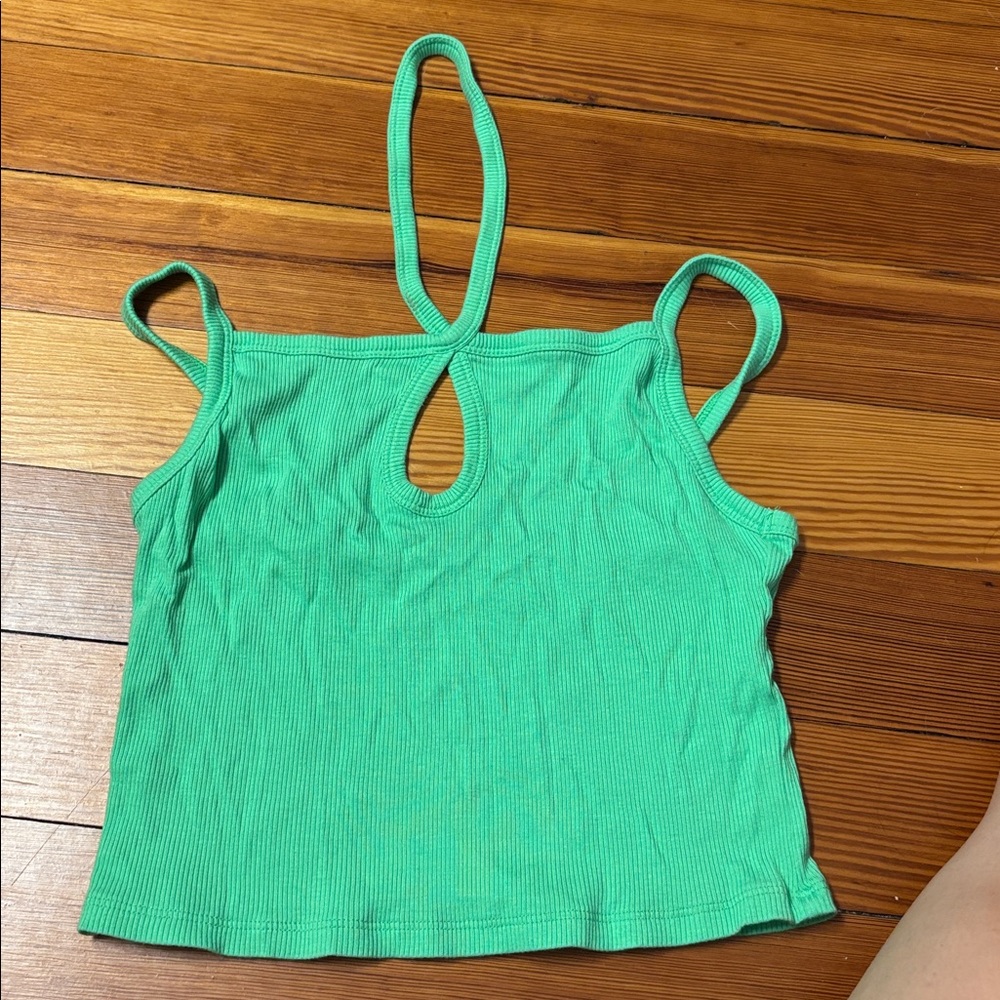 American Eagle Outfitters Vibrant Green Ribbed Top